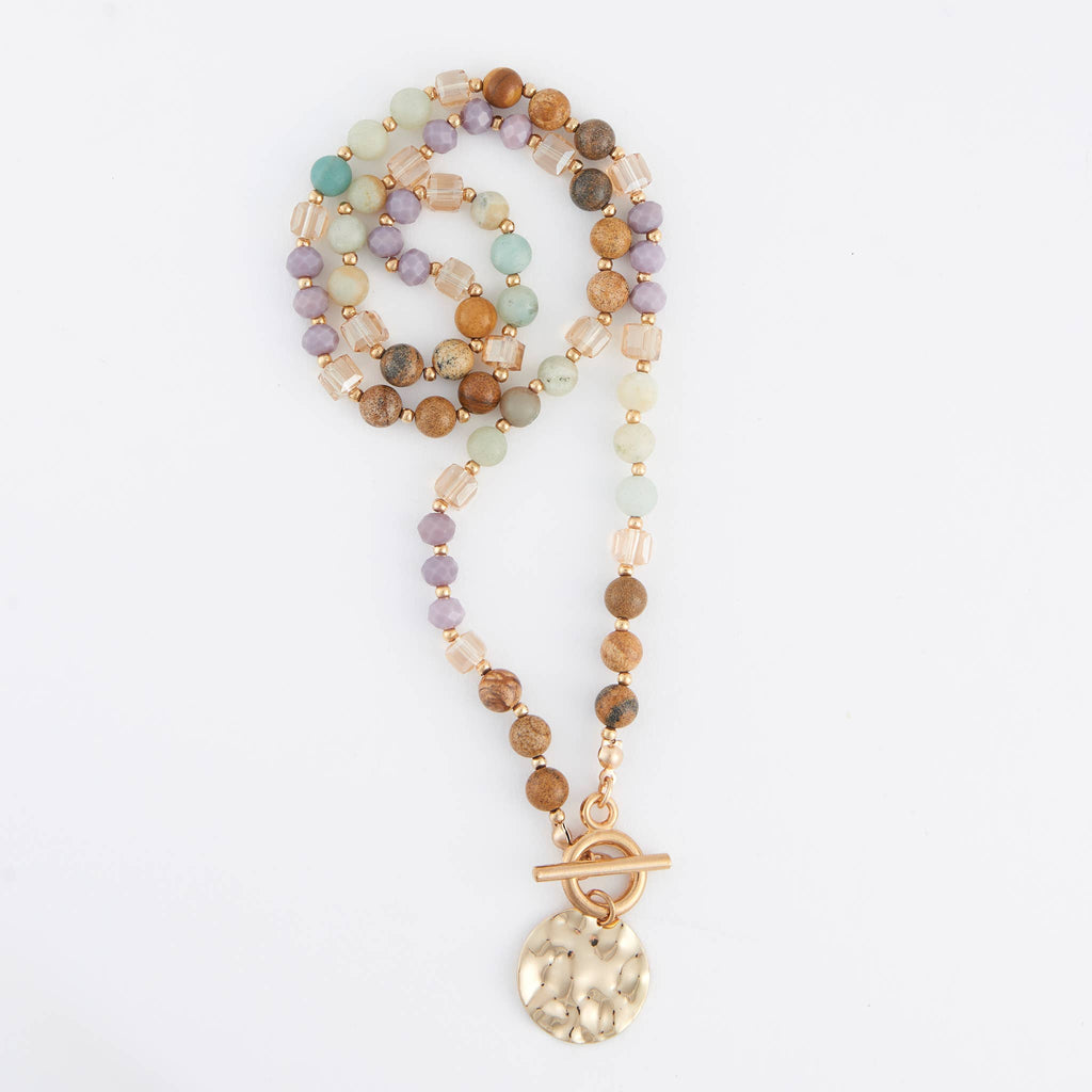 Toggle Necklace 20" Bekah Beaded Jasper + Amazonite