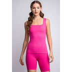 BUTTER FABRIC SQUARE NECKLINE SLEEVELESS TANK TOP