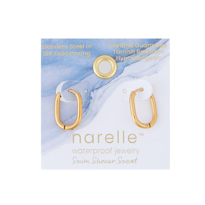 Howard's - Waterproof Earrings Narelle Oval Huggie Hoop Gold & Steel