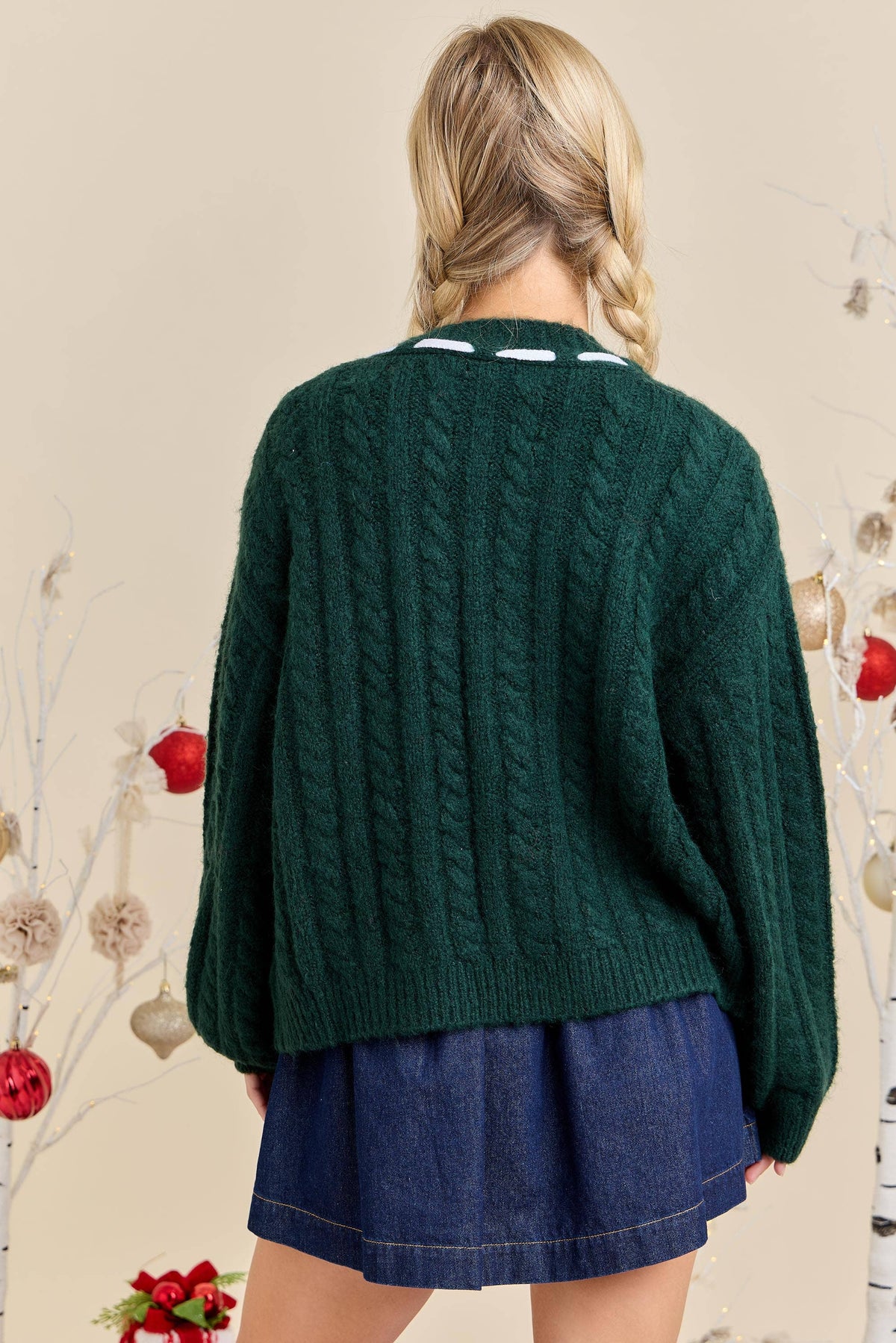 Festive Holiday Cable Knit Cardigan