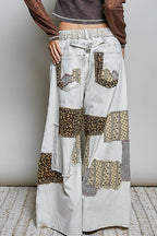 Pol Clothing - Handcrafted Vintage DIY Patchwork-Style Waistband Wide Pant