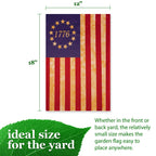 Betsy Ross 1776 Garden Flag Tea Stained Printed 12x18IN