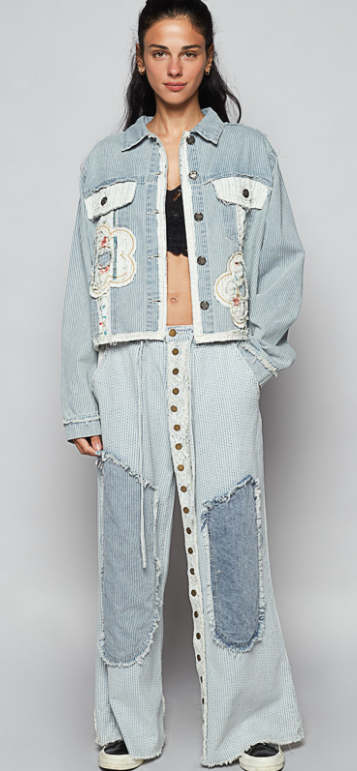 Pol Stripe Denim Patch Coat