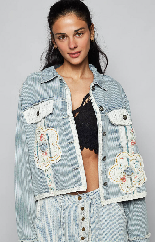 Pol Stripe Denim Patch Coat