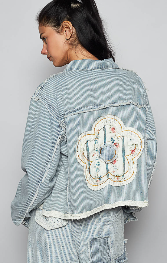 Pol Stripe Denim Patch Coat
