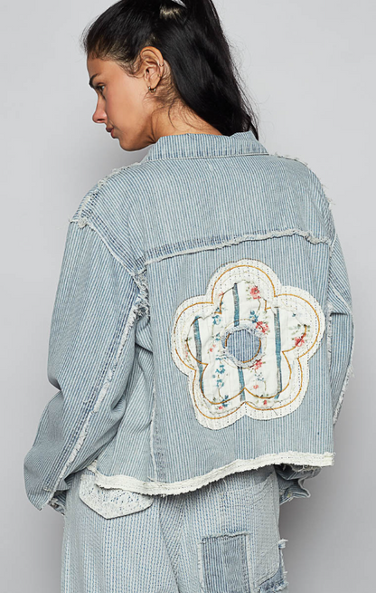 Pol Stripe Denim Patch Coat