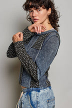 Pol Clothing - Waffle Knit Contrast Patchwork Top