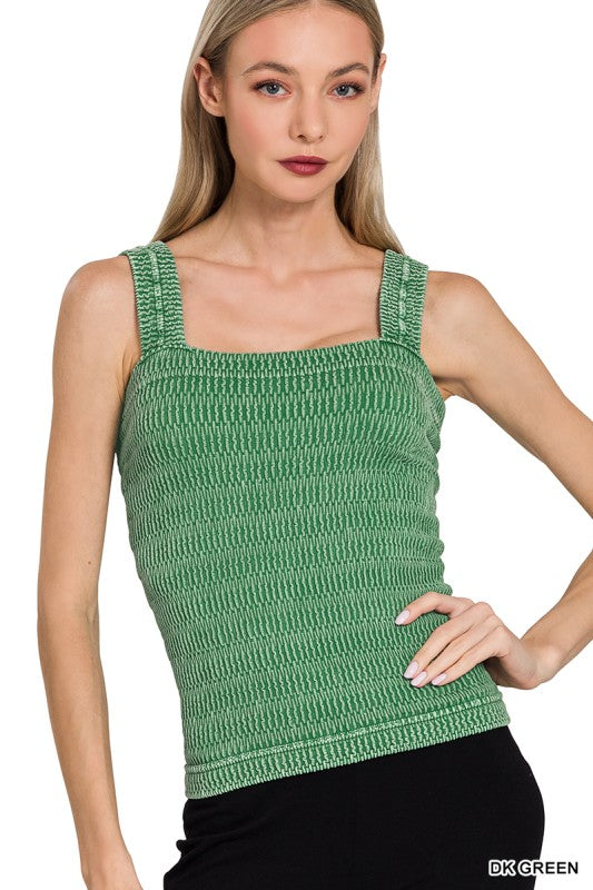 Seamless Winkle Stone Washed Tank Top