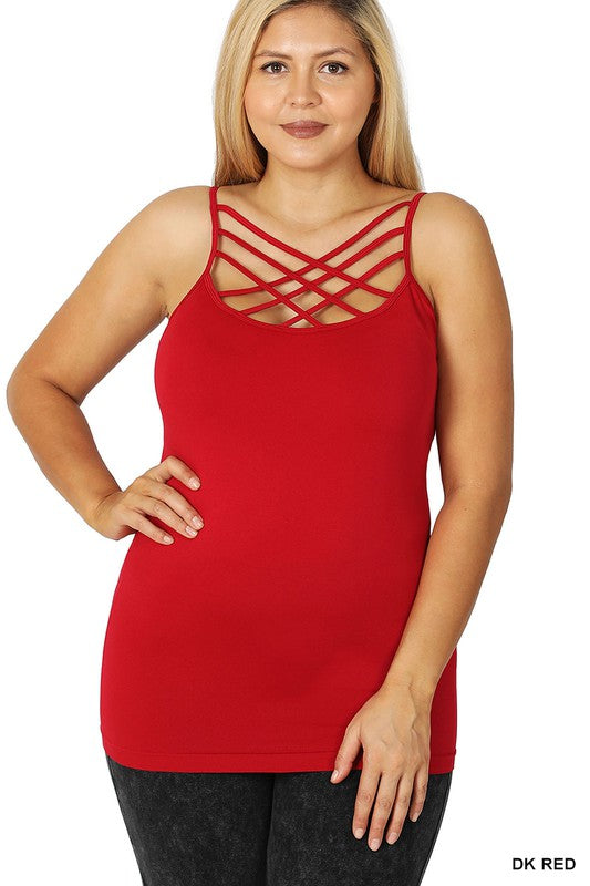 Plus Size SEAMLESS TRIPLE CRISS-CROSS FRONT CAMI PLUS SIZES