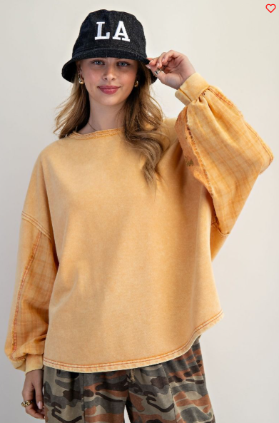 Easel Dolman Mixed Terry Pullover