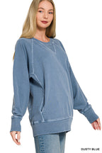 PIGMENT DYED FRENCH TERRY PULLOVER WITH POCKETS