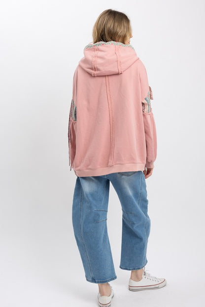 Multi Block Patchwork Zip Up Hoodie