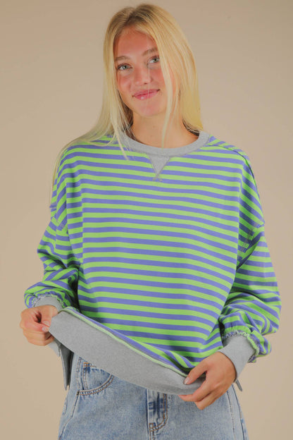 Stripe Comfy Casual Oversized Knit Top