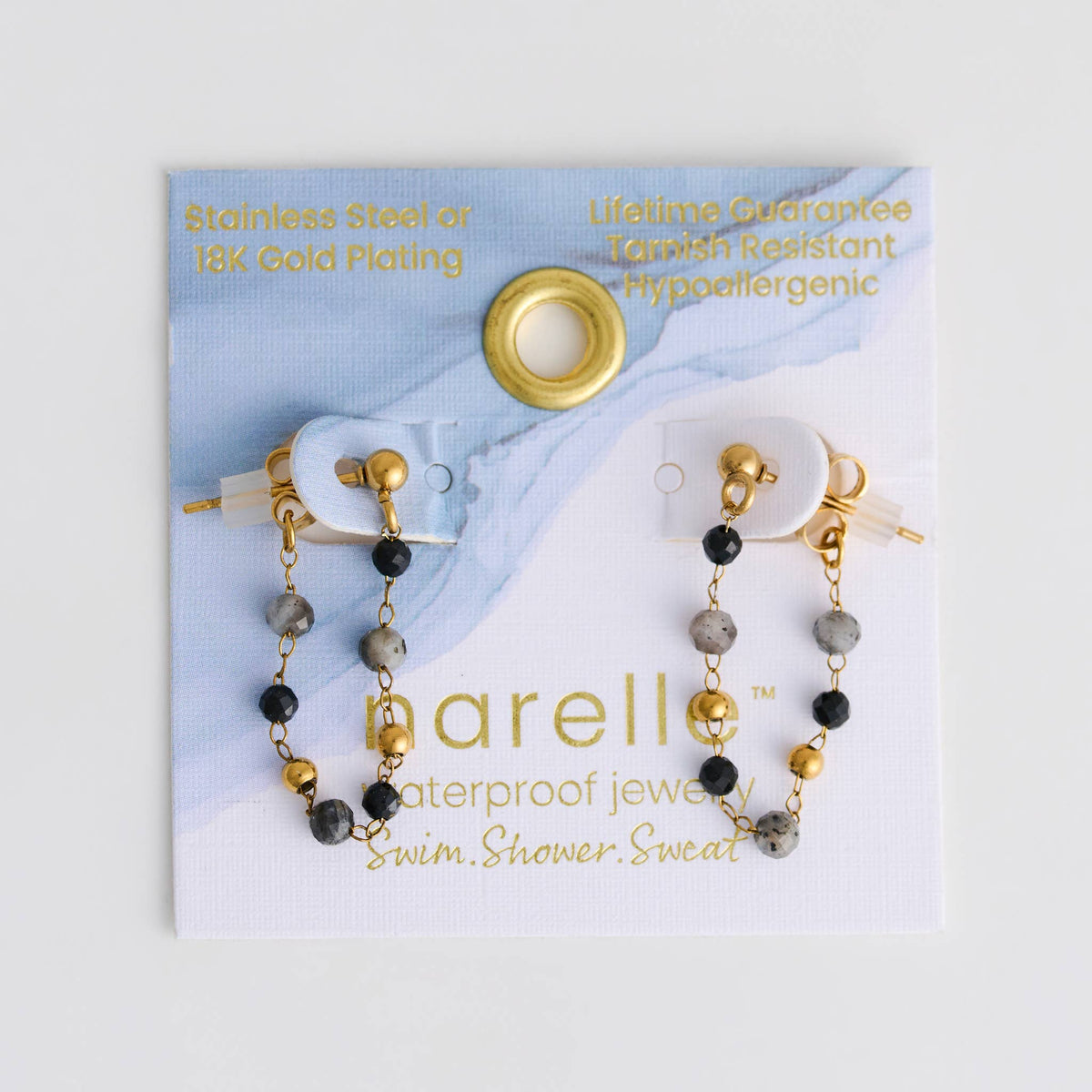 Howard's - Waterproof Earrings Gemstone Beaded Drop Narelle Gold