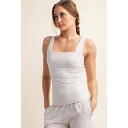 BUTTER FABRIC SQUARE NECKLINE SLEEVELESS TANK TOP