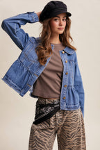 Listicle - Peplum Hem Denim Jacket