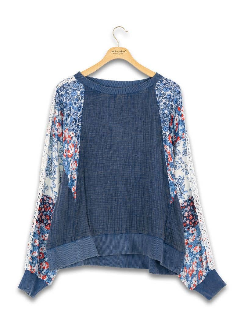 Simply Southern Floral American Pullover Shirt