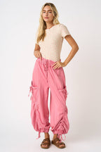 WASHED FRENCH TERRY DROP POCKET BALLOON PANTS