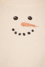Snowman Embroidered Oversized Crew Neck Sweater