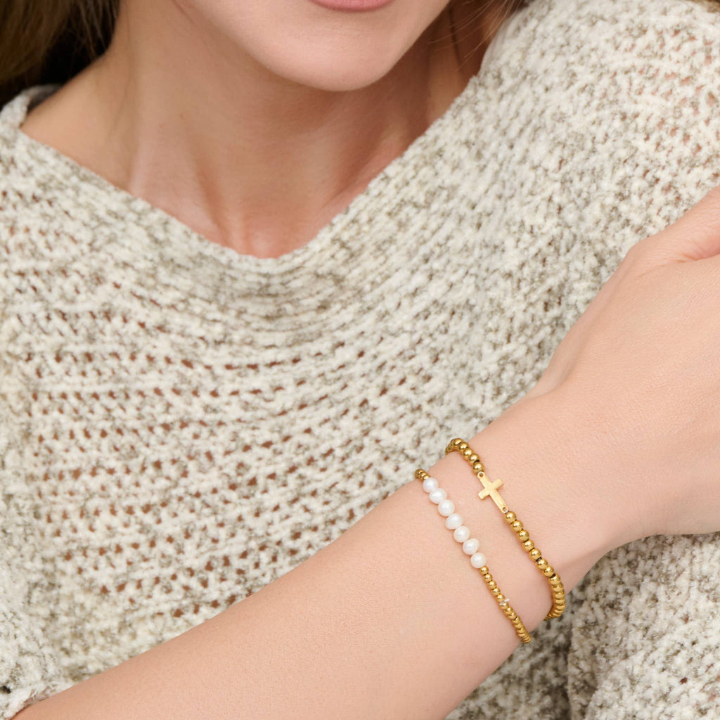 Howard's - Cross Bracelet Pearl Beaded Waterproof Narelle Duo Set