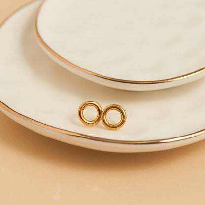 Howard's - Waterproof Earrings Circle Studs Stainless Steel & Gold