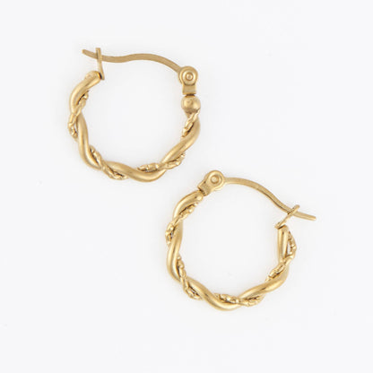 Howard's - Waterproof Earrings Twisted Hoop Pin Catch in Gold & Steel