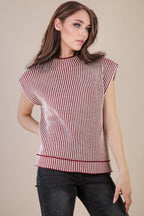Two Tone Ribbed Knit Sweater Vest