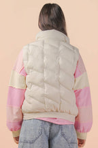 Bermie Mock Neck Casual Zigzag Quilted Puffer Vest