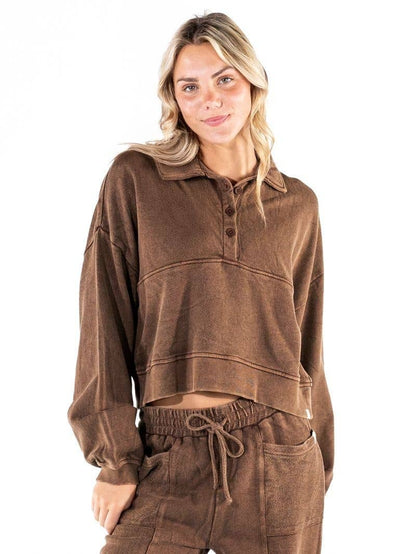 Simply Southern Sepia Snap Long Sleeve Top