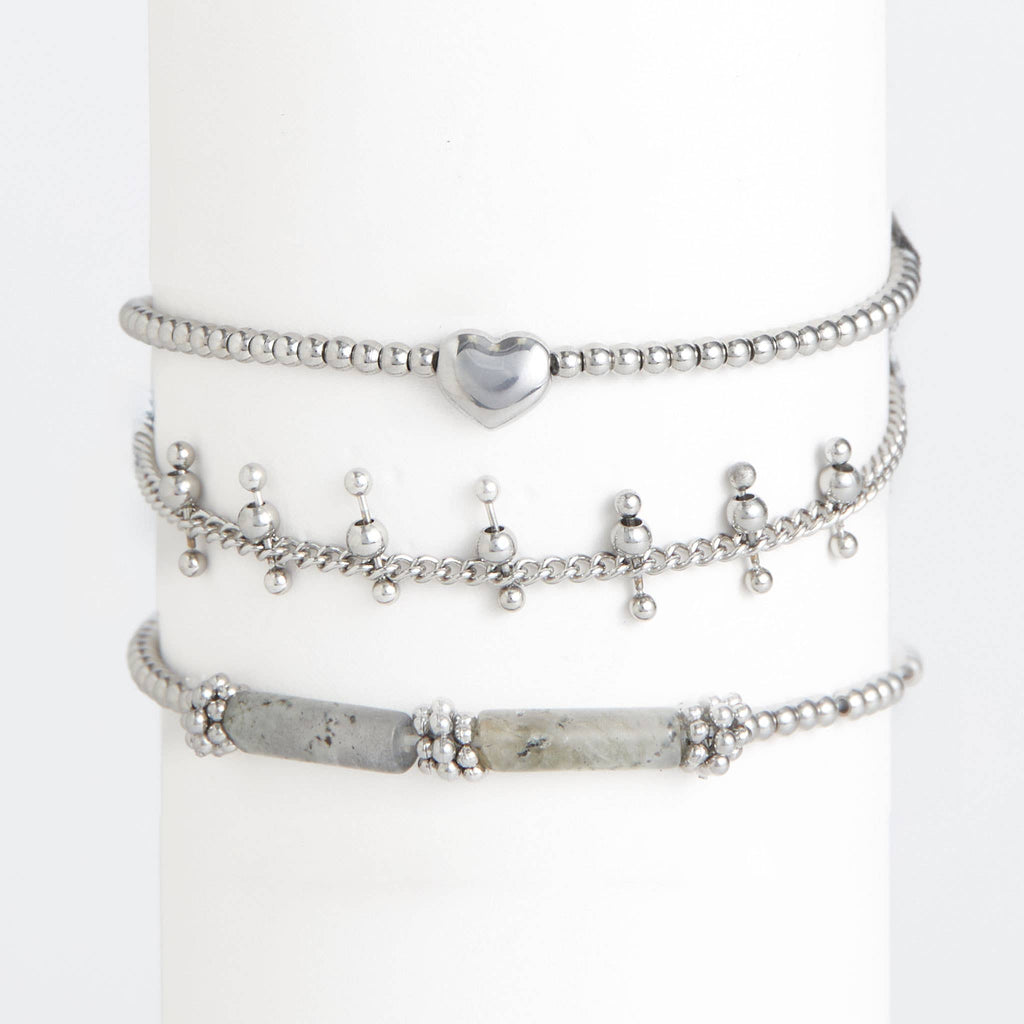 Howard's - Waterproof Bracelet Heart Beaded 3-Piece Set Narelle