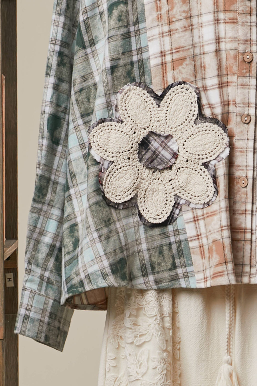Mello. - Vintage Patchwork Plaid Shirt Jacket
