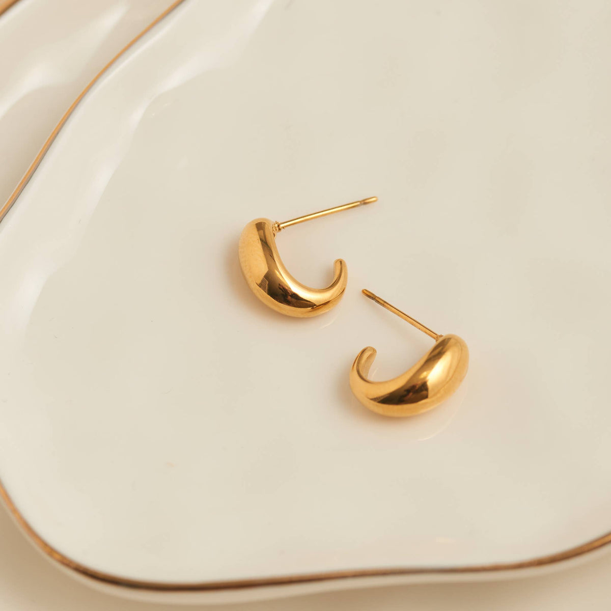 Howard's - Waterproof Earrings Half Loop Hoop in Gold & Stainless Steel