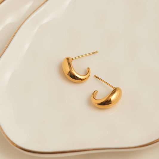 Howard's - Waterproof Earrings Half Loop Hoop in Gold & Stainless Steel