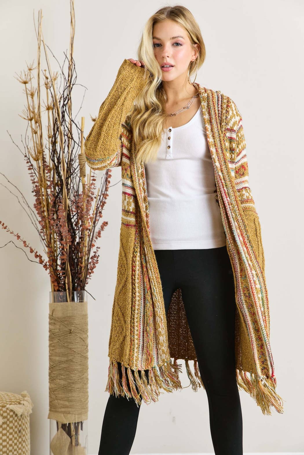Maya FRINGE HEM AZTEC CARDIGAN