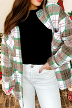 Christmas Plaid Casual Flannel Shacket