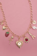 CHARM NECKLACE-HEART BOW ROSE STRAWBERRY EIFFEL TOWER