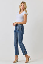 SAIGE DENIM MID RISE SKINNY CROP