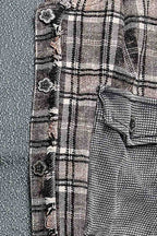 Pol Clothing - Plaid Woven Thermal Patch Floral Patchwork Hoodie Top