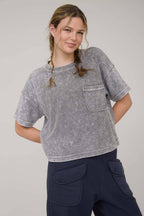 Everyday WASHED RIBBED SHORT SLEEVE TEE WITH POCKET