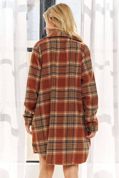 AMORE PLUS SIZE BUTTON DOWN FLANNEL SHACKET