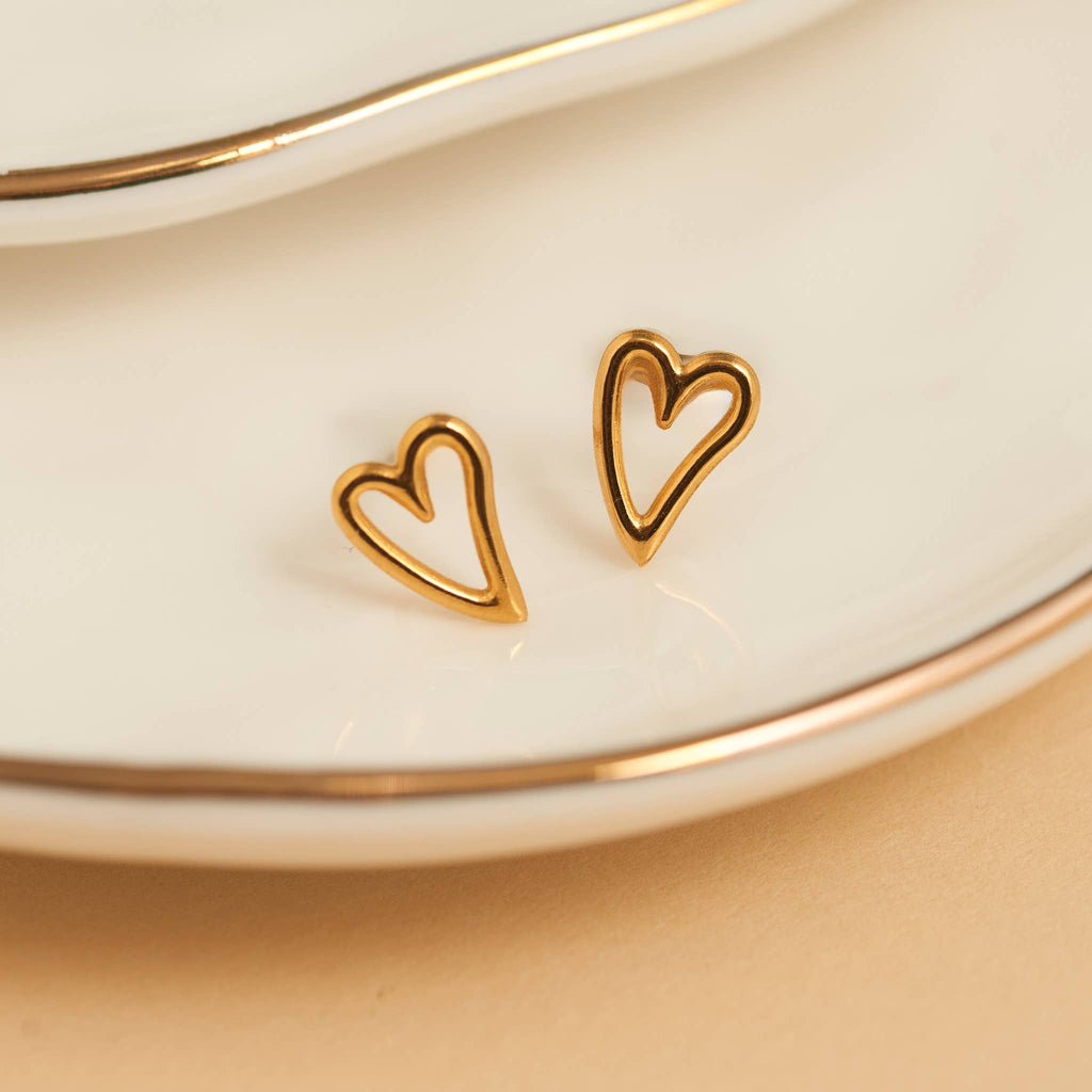 Howard's - Waterproof Earrings Heart Stud in Gold & Stainless Steel
