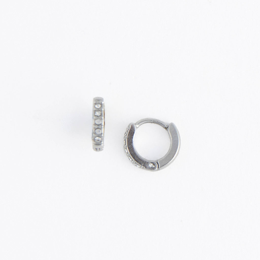Howard's - Waterproof Earrings Narelle Pave Huggie Hoop Gold & Steel