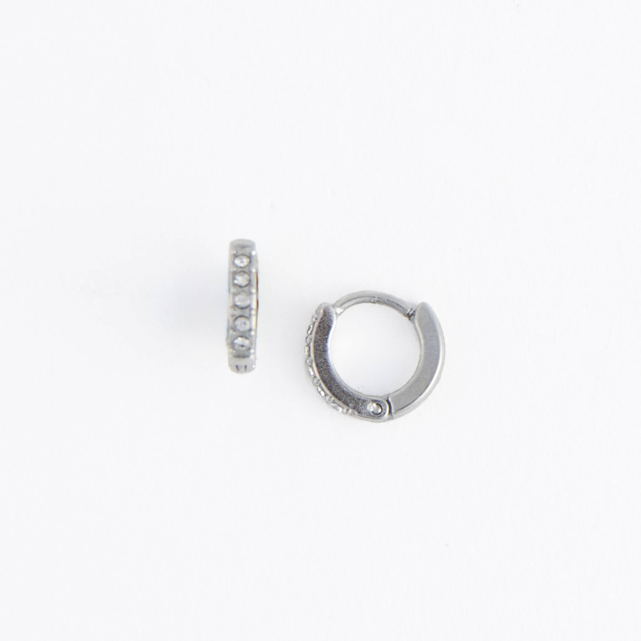 Howard's - Waterproof Earrings Narelle Pave Huggie Hoop Gold & Steel