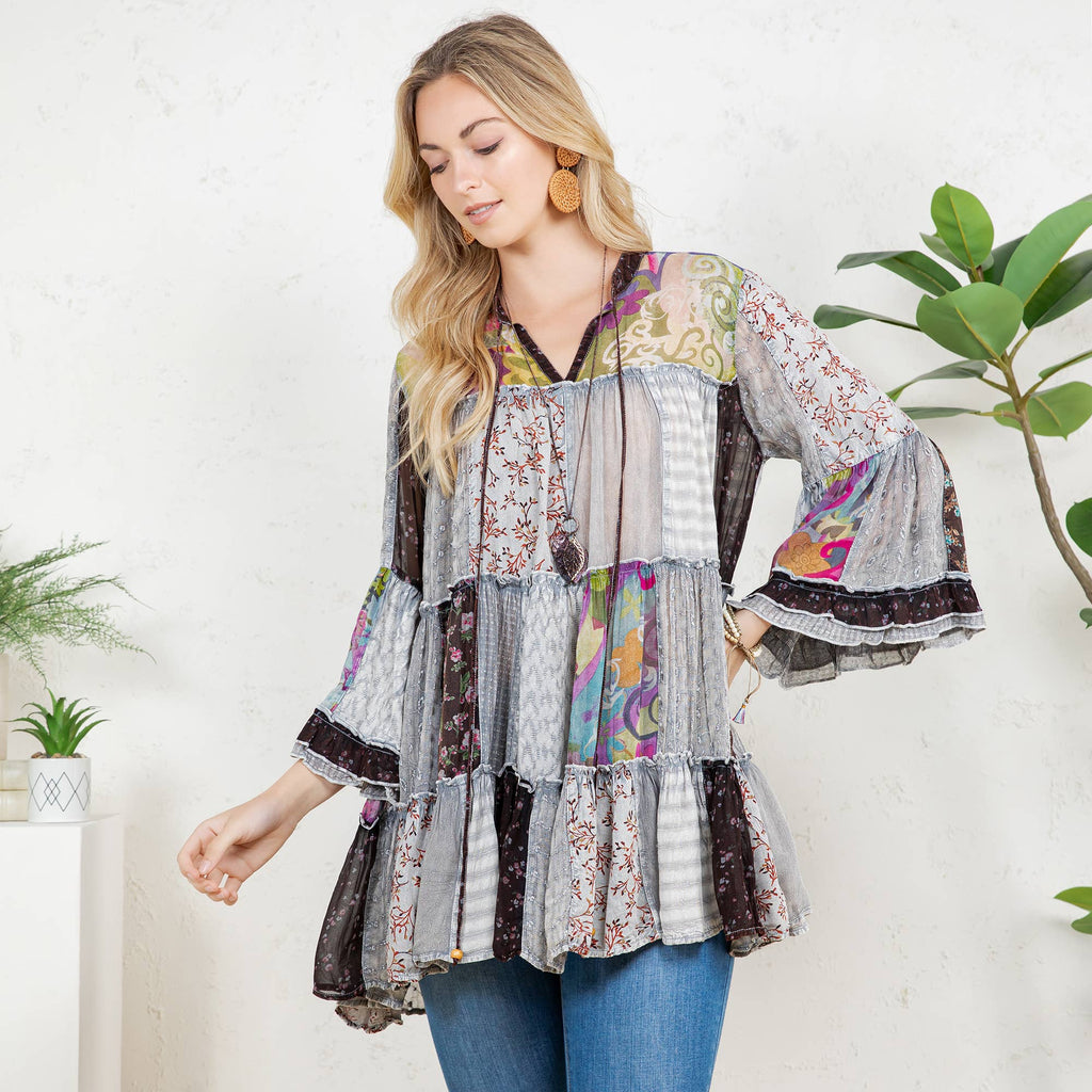 Chic Overdyed Band Collar Jhabla Top (New Color)