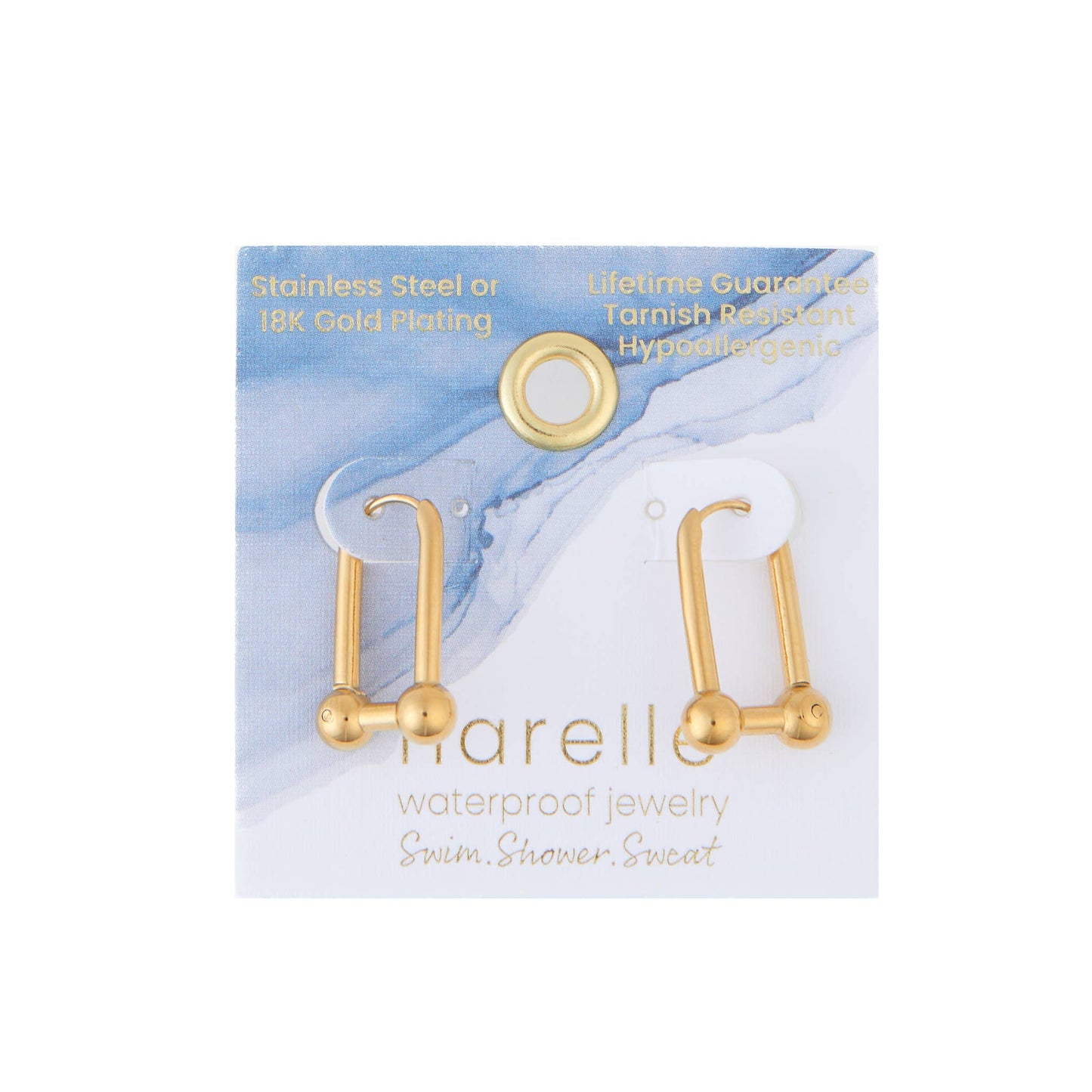 Howard's - Waterproof Earrings Chunky U-Link Hoop in Gold & Steel