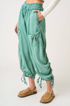 WASHED FRENCH TERRY DROP POCKET BALLOON PANTS