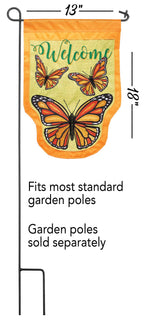 MONARCH BUTTERFLY WELCOME DOUBLE APPLIQUE GARDEN FLAG
