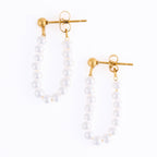 Waterproof Earrings Genuine Pearl Beaded Drop Narelle Gold