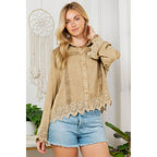 Artisan Boho Lace Trim Button-Front Blouse Top (NEW COLOR)