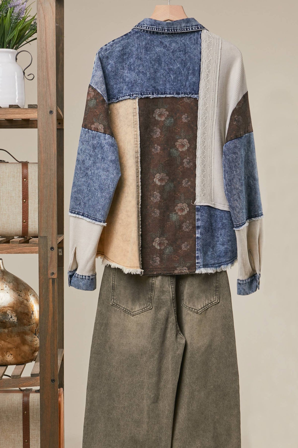 Mello. - Vintage Denim Patchwork Shirt Jacket
